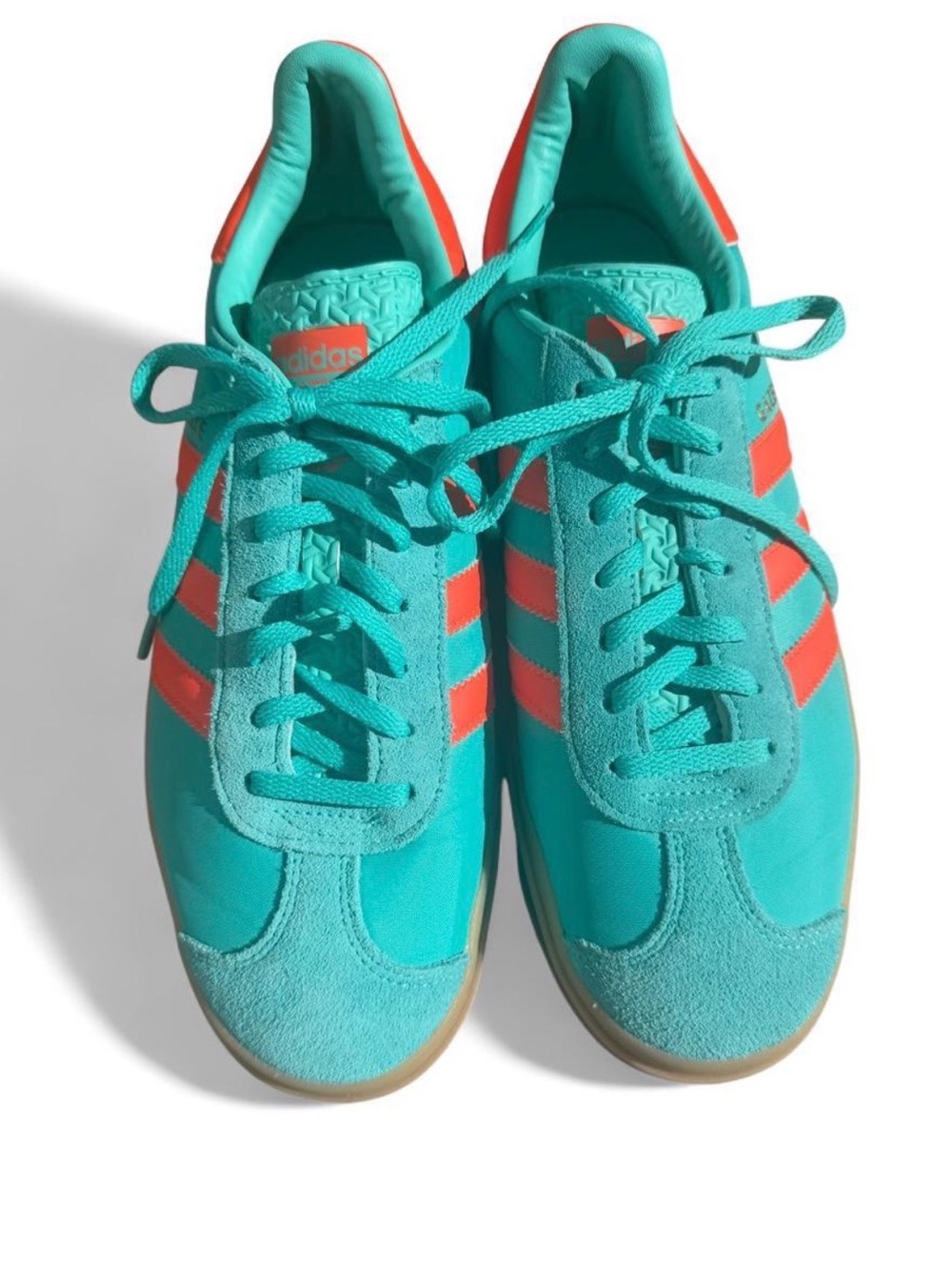 adidas Gazelle Teal & Orange Suede Sneakers | Men’s 9.5